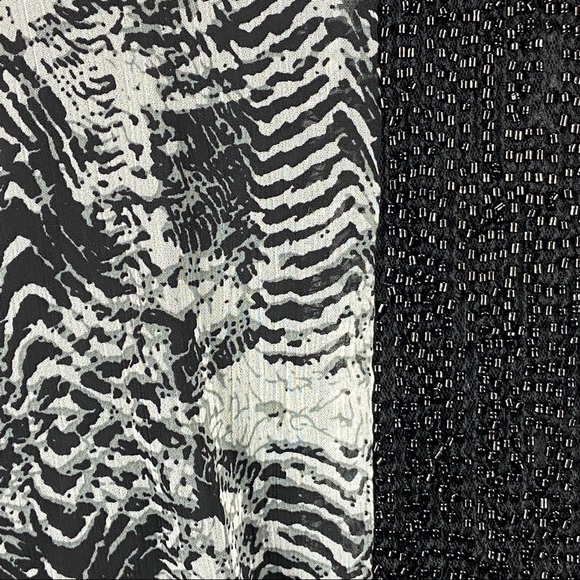 Badgley Mischka Womens Animal Print Beaded Dress Black Gray Chiffon size 12 - Picture 4 of 14